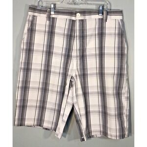 Walnut Creek Mens Shorts 34 Casual Slash Pockets Plaid Flat Front Cotton Blend